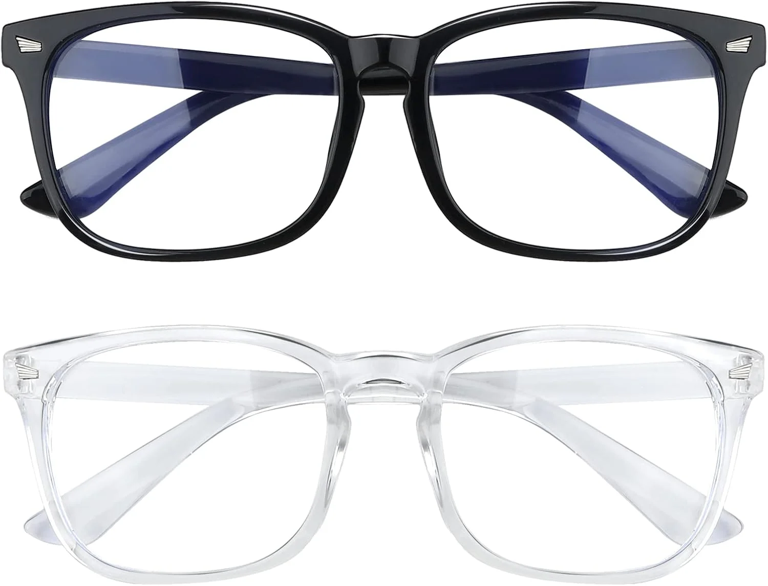 عینک های محافظ نور آبی AFNWQI، بسته 2 عددی، مناسب خانم ها و آقایان، عینک کامپیوتر، مشکی + شفاف، 2 عدد