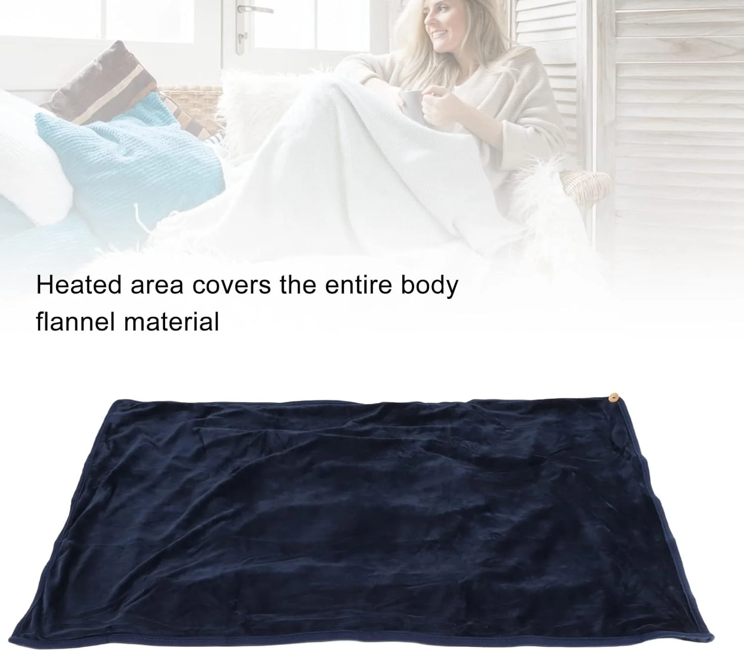 پتوی برقی USB، فلانل نرم با گرمایش سریع و ایمن 5 ولت 2 آمپر، مناسب برای منزل، محل کار، خواب، استراحت، استفاده روی مبل و تخت با پاوربانک و کامپیوتر (آبی)