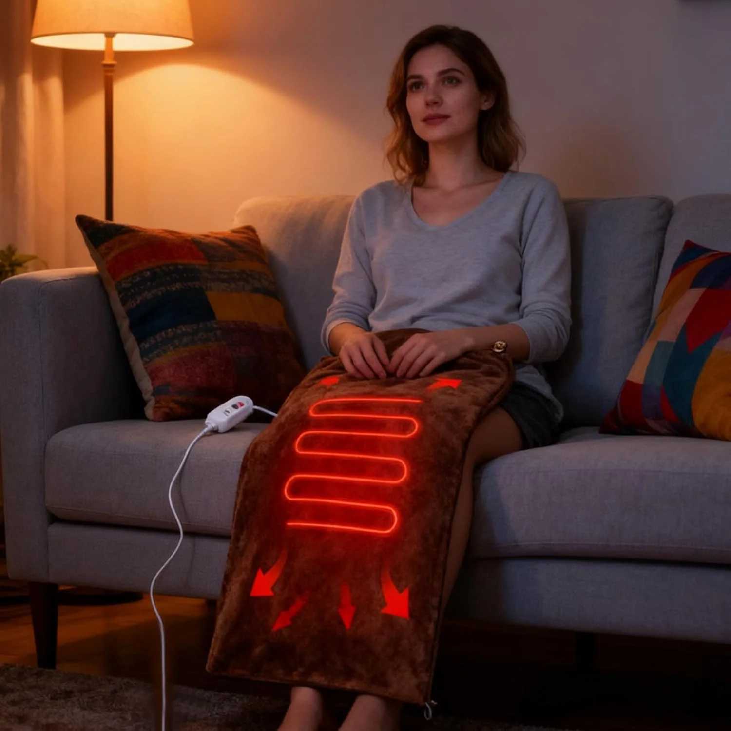 پتوی برقی - نرم و تنفسی با گرمایش یکنواخت، پتوی برقی گرم شونده | برای دوستان، آقایان، خانم ها، مدرسه، داخل خانه، مسافرت، دفتر، مبل، صندلی