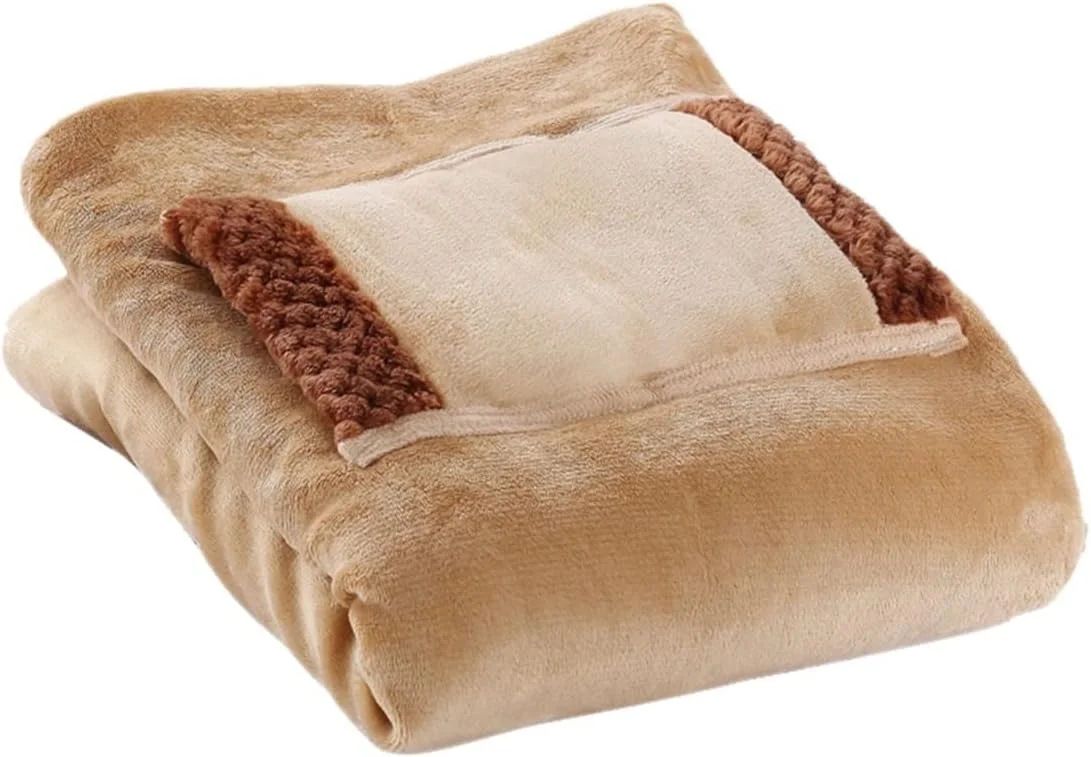 پتو برقی حرارتی EdirFtra، پتو برقی USB، تخت گرمکن ضخیم و نرم، تشک برقی ترموستات قابل شستشو در ماشین لباسشویی، 60 * 80 سانتی متر، قهوه ای