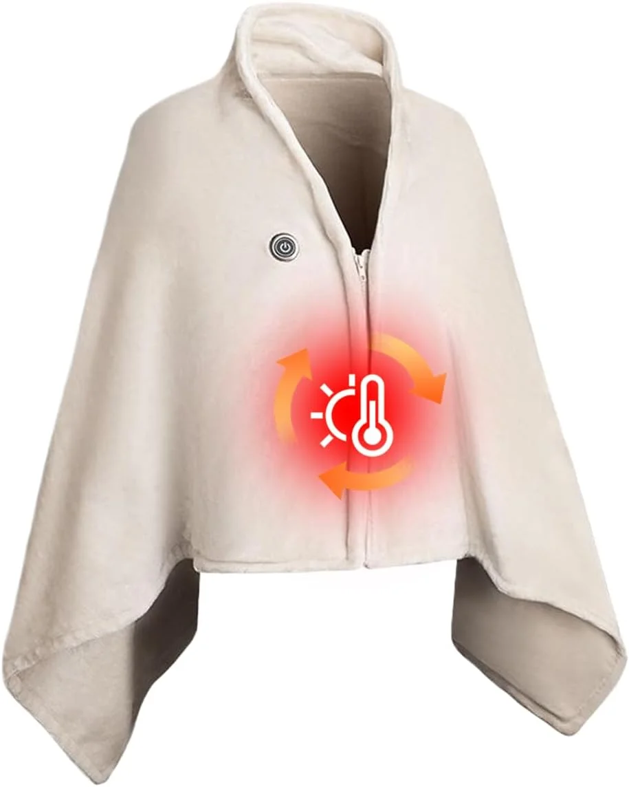 شال گرمایشی، گرم کننده قابل تنظیم USB شارژی برقی، پتوی گرمایشی بدون سیم، برای دفاتر، مدرسه، دوچرخه سواری، مسافرت، کمپینگ، پیک نیک، فضای باز پاییزی، استادیوم و پارک در زمستان سرد
