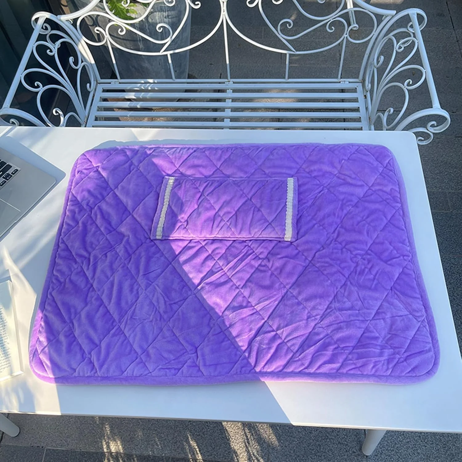 پتوی گرمایشی بی‌سیم، پتوی گرمایشی با منبع تغذیه USB، پتوی برقی قابل شستشو، پد گرمایشی قابل حمل و شارژ برای خانواده، زمستان، چرت زدن، مسافرت با مبل، هوای سرد (بنفش)