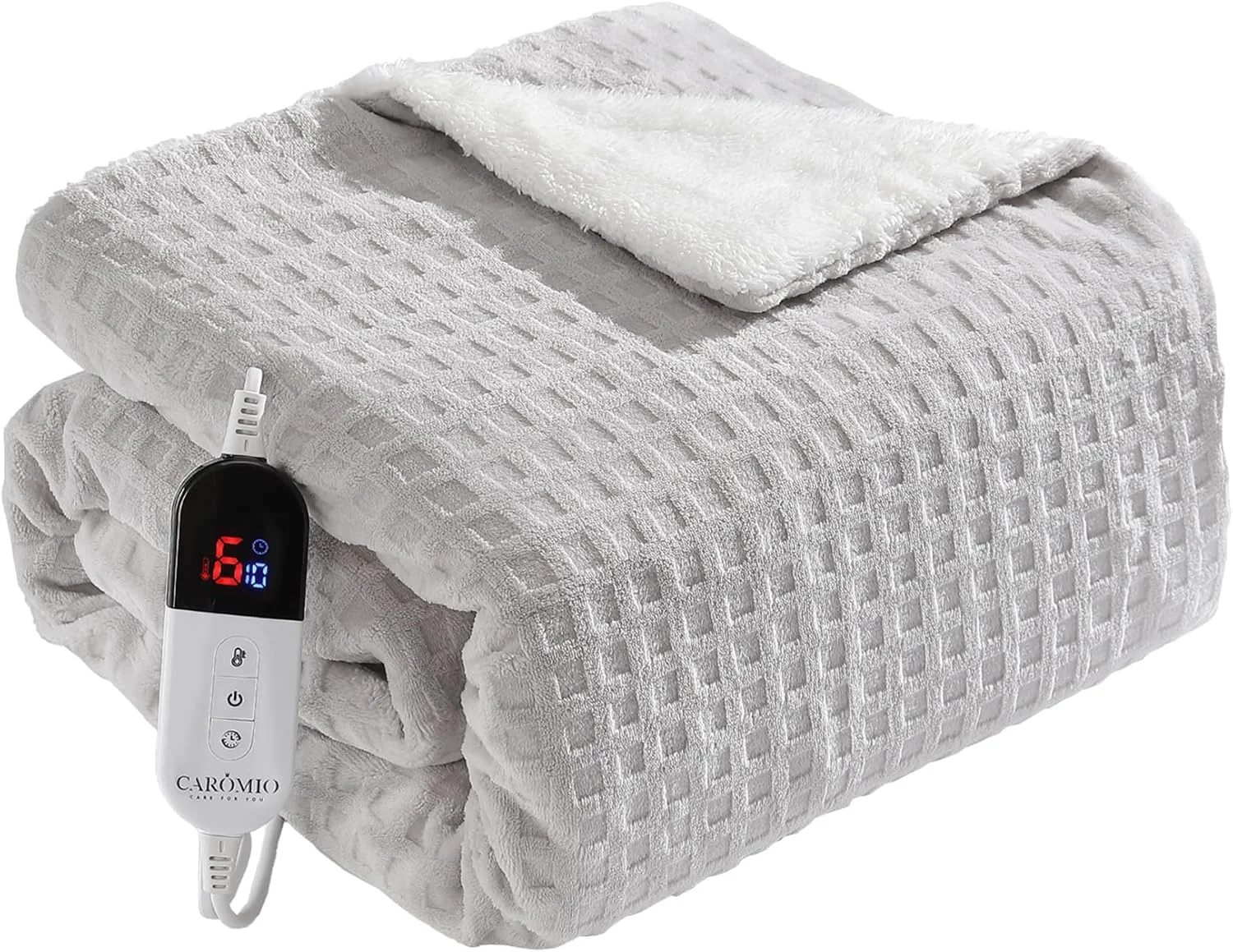 پتوی برقی با خاموشی خودکار، پتوی برقی بزرگ 180 در 130 سانتی متر، 6 سطح دما و تایمر 1-10 ساعته با خاموشی خودکار، قابل شستشو در ماشین لباسشویی، فلانل نرم، پد گرمایشی برای تخت و دفتر، خاکستری