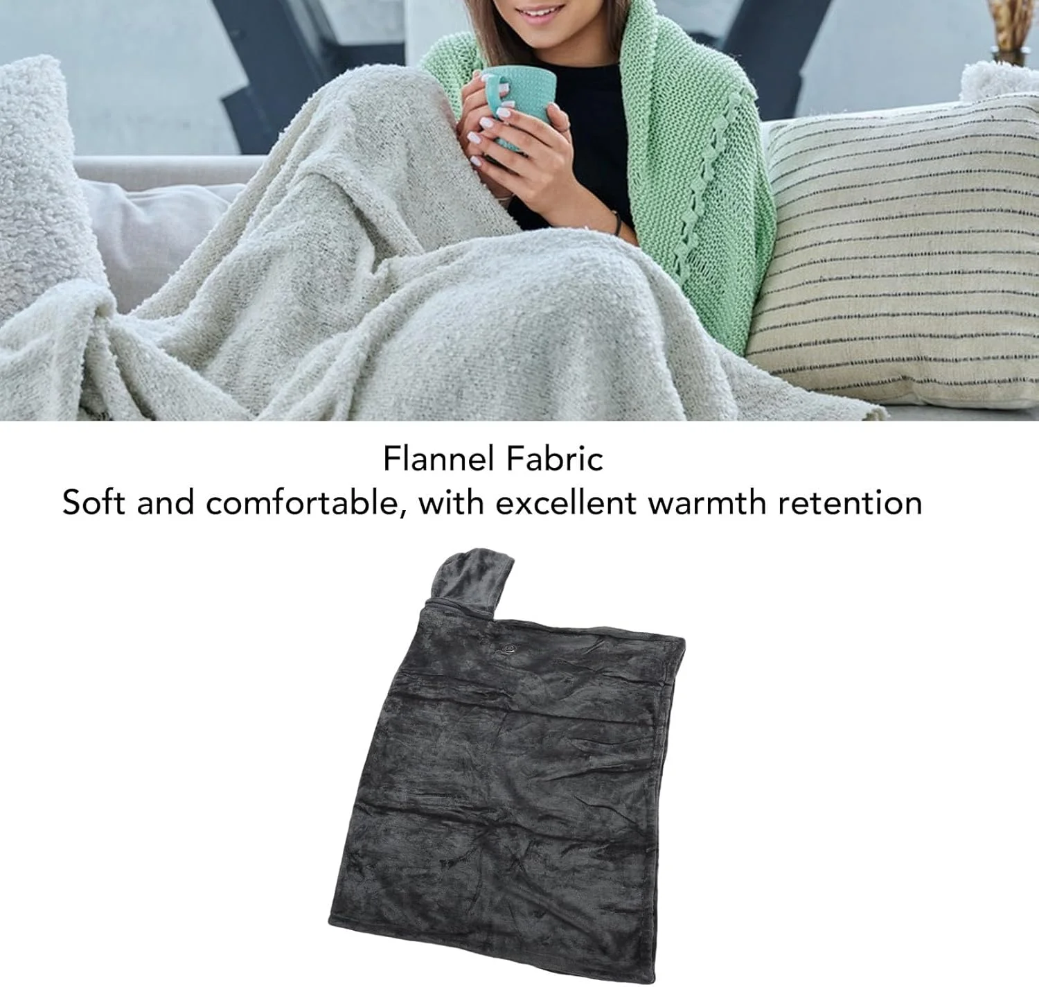 شال پتو گرمایشی قابل حمل، 150x85 سانتی متر، شال گرمایشی الکتریکی پوشیدنی با 3 تنظیمات حرارتی و پارچه ضد آب، برای زنان مردان مسافرت کمپینگ دفتر خانه