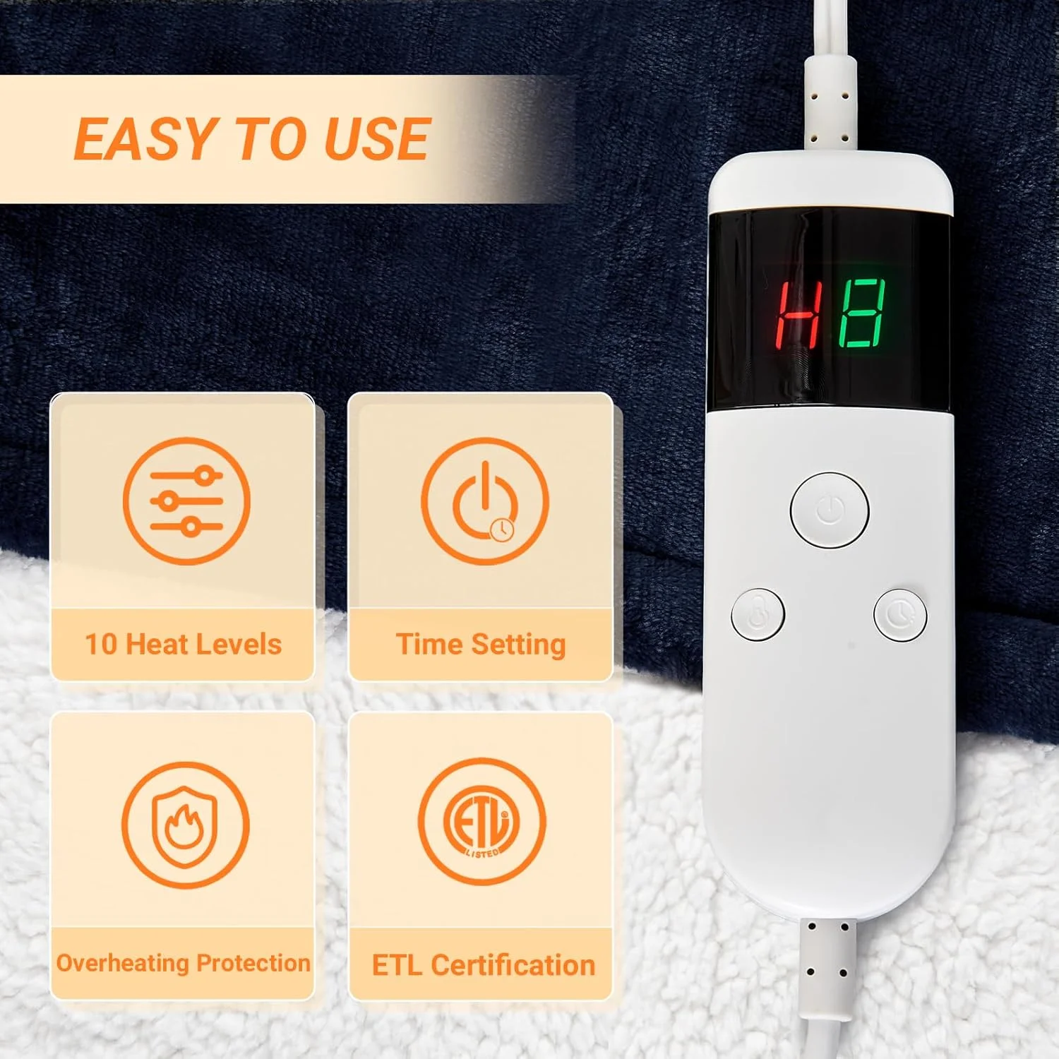 پتو برقی با خاموشی خودکار ۱۳۵ در ۲۰۰ سانتی متر، ۱۰ تنظیم حرارت، تا ۸ ساعت، تایمر خاموشی خودکار، محافظت در برابر گرمای بیش از حد، قابل شستشو در ماشین لباسشویی، پتو حرارتی مناسب برای شب های سرد