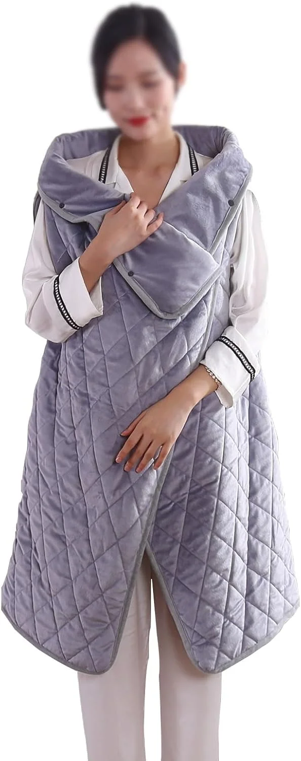 شال پتو گرمایشی بی سیم، 100x140 سانتی متر، پتو گرمایشی قابل حمل با باتری، شال گرمایشی نرم و راحت پوشیدنی، 3 تنظیمات گرما، خاموش شدن خودکار، قابل شستشو در ماشین لباسشویی، استفاده آسان (خاکستری، ژاکت)