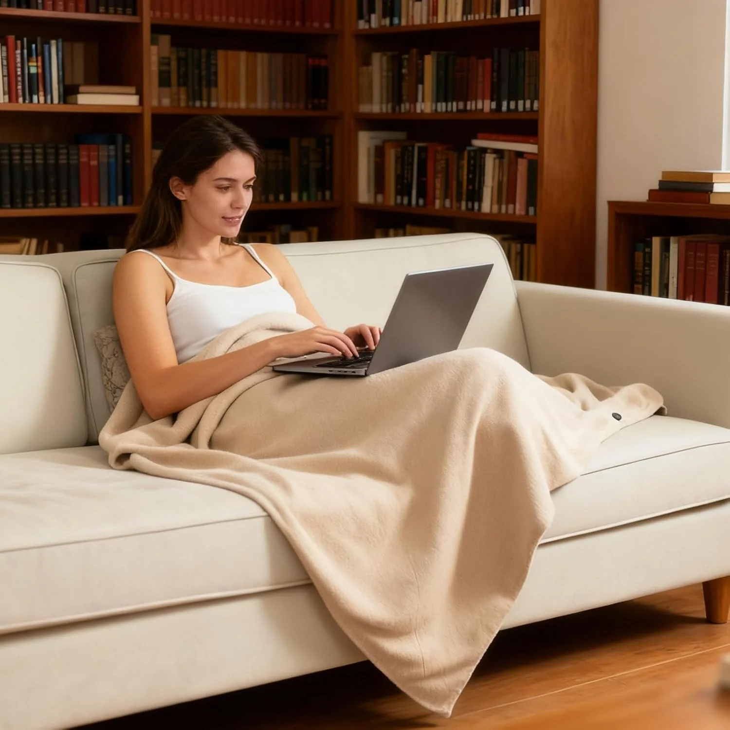 شال گرمایشی بی‌سیم | شال حرارتی برقی 3 حالته با زیپ، پتوی برقی نرم | برای کمپینگ، دفتر کار، مسافرت، اتاق خواب، خودرو، اتاق نشیمن، منزل، شب