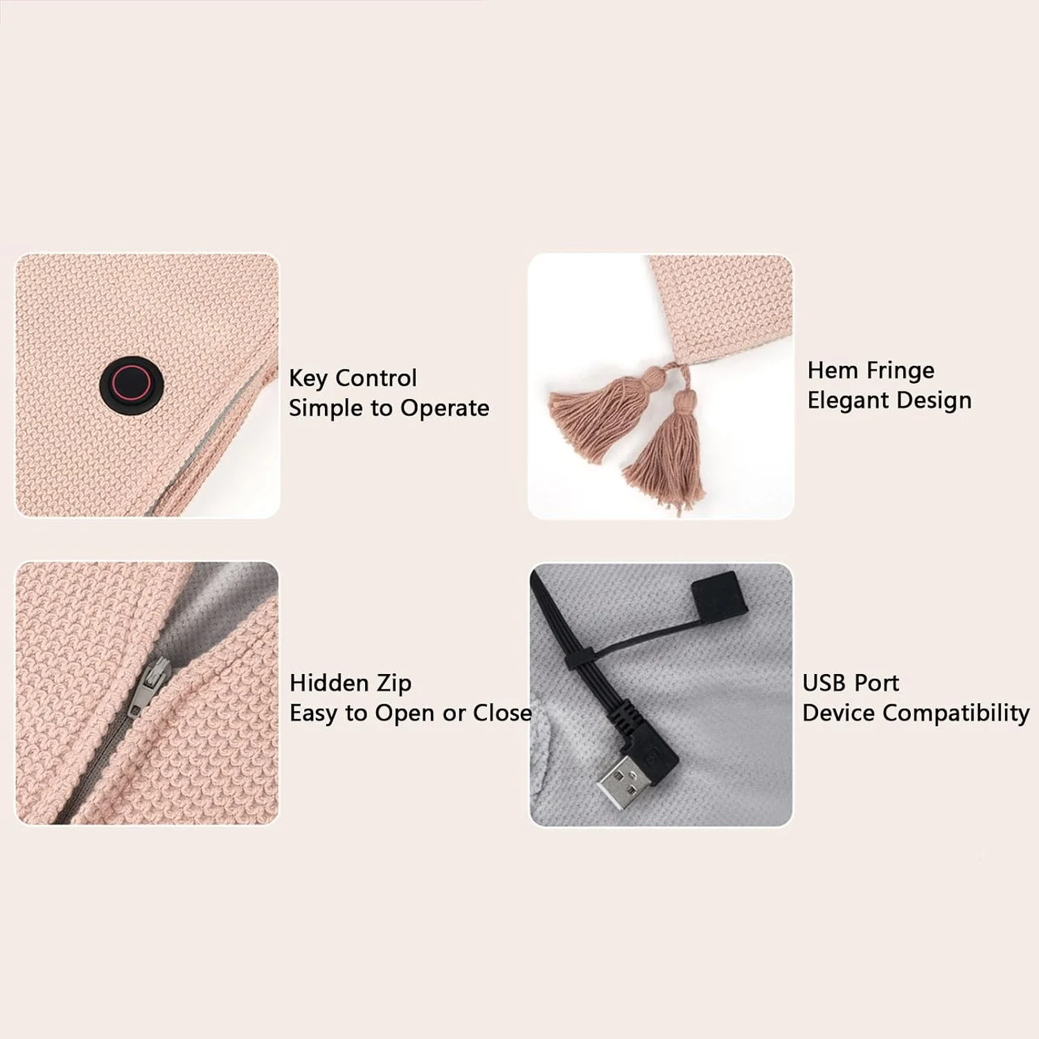 شال گردن گرمایشی بافتنی CHICIRIS، شال USB، 3 تنظیمات دما، 9 ناحیه گرمایشی برای زمستان، دفتر، چرت زدن، استراحت، پنبه ای، زردآلویی