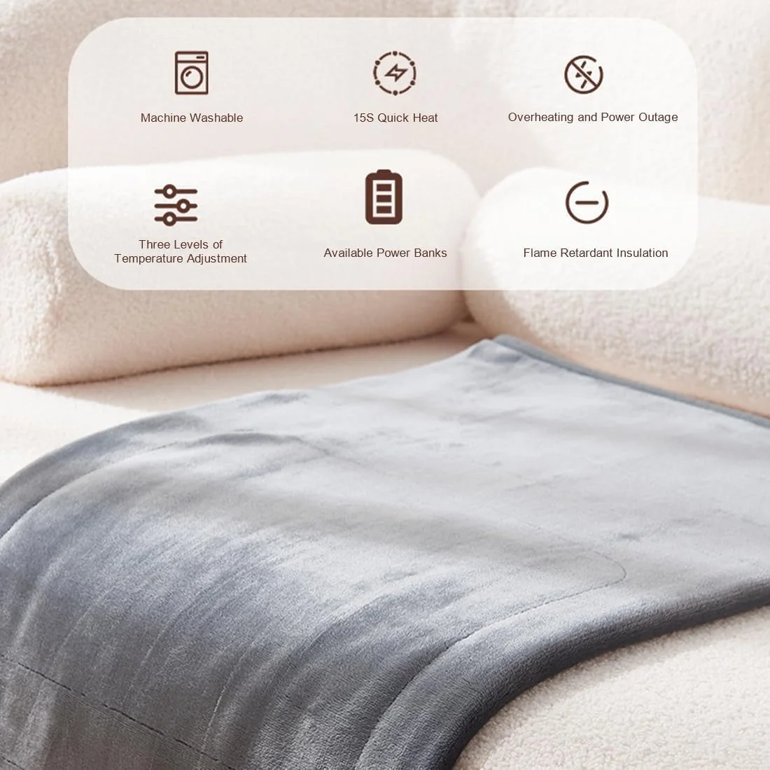پتو برقی گرمایشی برای زمستان، شال گرمایشی دکمه دار، گرمایش سریع 15 ثانیه ای، تنظیم سه سرعته، پتو گرمایشی شارژ USB برای اتاق خواب، مبل، مسافرت (140 * 80 سانتی متر، نیاز به منبع تغذیه مداوم) پتو برقی گرمایشی برای زمستان، شال گرمایشی دکمه دار، گرمایش سریع 15 ثانیه ای، تنظیم سه سرعته، پتو گرمایشی شارژ USB برای اتاق خواب، مبل، مسافرت (140 * 80 سانتی متر، نیاز به منبع تغذیه مداوم)