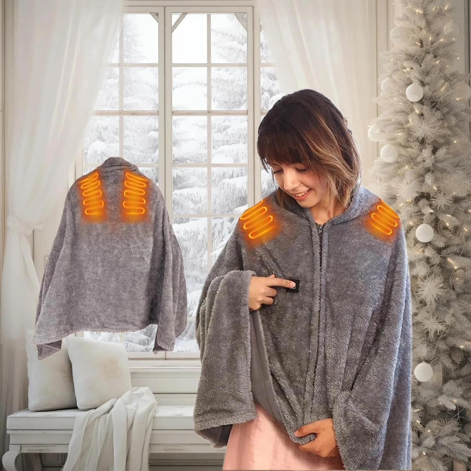 شال گرمایشی برقی | شال راحتی، شال گرمایشی برقی USB | برای بزرگسالان، زنان، تخت، کمپینگ زمستانی، دفتر، مسافرت، پشتیبانی از گردن، پشت و شانه شال گرمایشی برقی | شال راحتی، شال گرمایشی برقی USB | برای بزرگسالان، زنان، تخت، کمپینگ زمستانی، دفتر، مسافرت، پشتیبانی از گردن، پشت و شانه