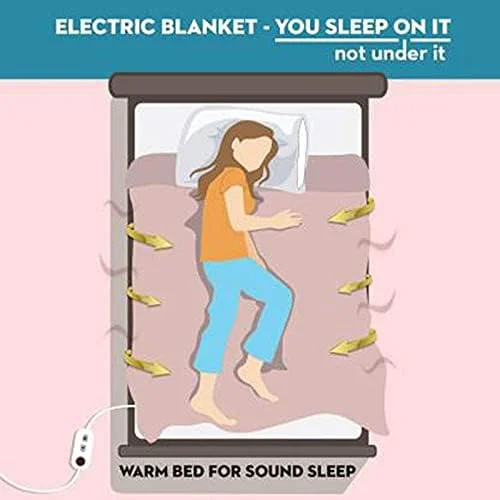 گرم‌کن برقی تخت یک‌نفره پلی‌استر آرکوا هوم - پتو برقی - (30 در 60 اینچ، آبی)