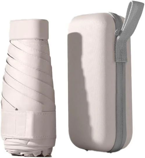 چتر مسافرتی کوچک، چتر کوچک برای کیف با محفظه برای آفتاب و باران، چتر آفتابی با محافظت در برابر اشعه ماوراء بنفش، چتر سبک و جمع و جور برای زنان، مردان و کودکان با باز شدن دستی