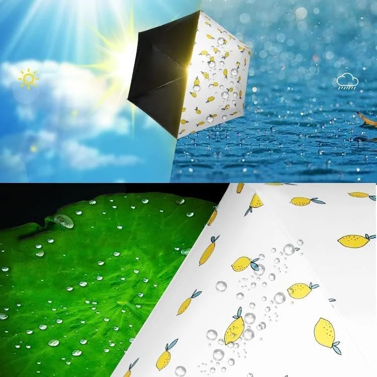 چتر تاشو کوچک دستی، چتر مسافرتی سریع خشک شونده، چتر میوه ای تابستانی، ضد آفتاب و سایه بان، چتر تاشو فوق سبک و جمع و جور، محافظت 99.9% در برابر اشعه ماوراء بنفش، چتر بارانی و آفتابی، سایز واحد