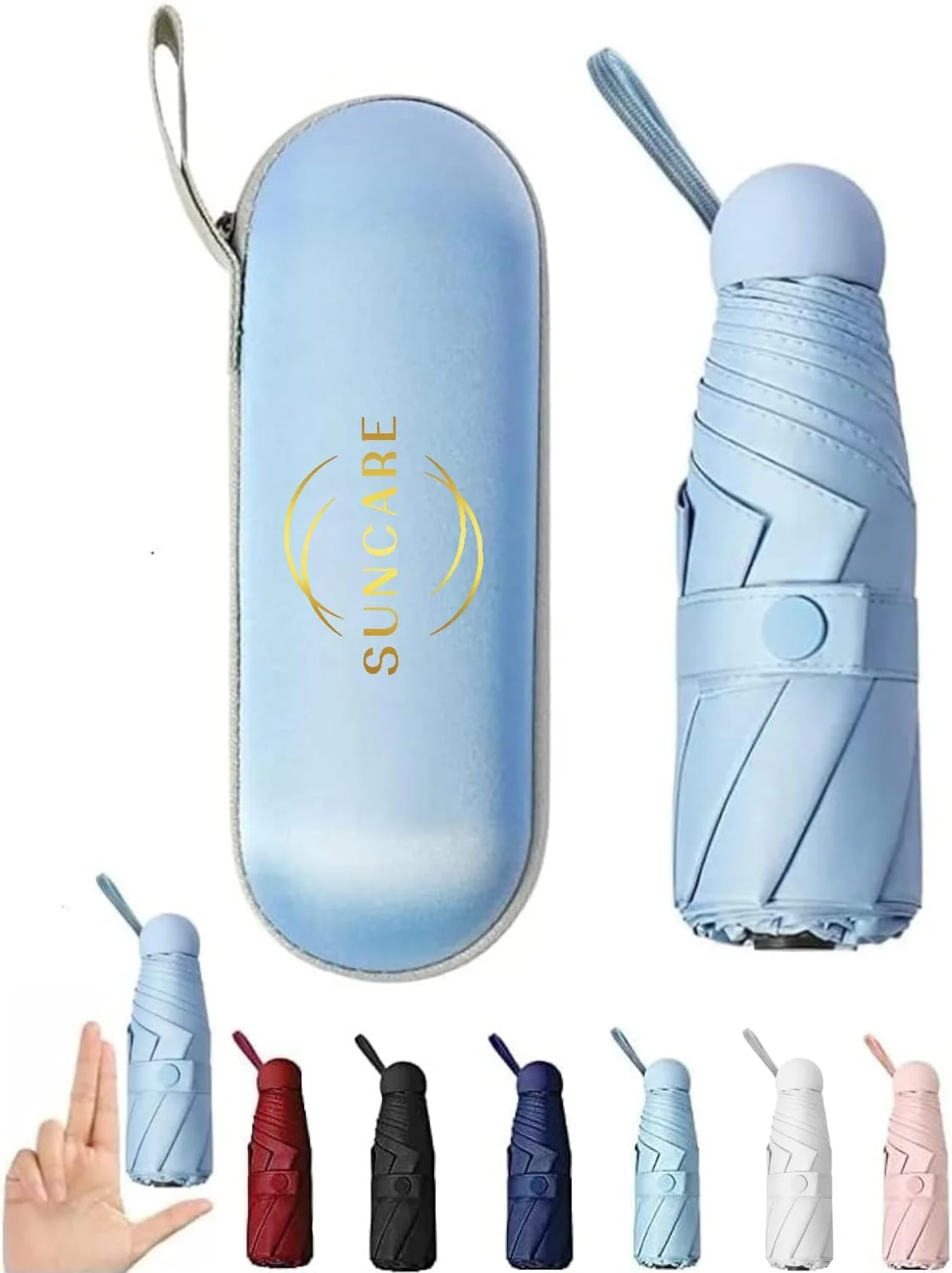 چتر جمع و جور برای محافظت در برابر باران و آفتاب - چتر مسافرتی تاشو 8 پره ضد باد برای آفتاب و باران، چتر محافظت در برابر تمام آب و هوا، مناسب برای کودکان و بزرگسالان