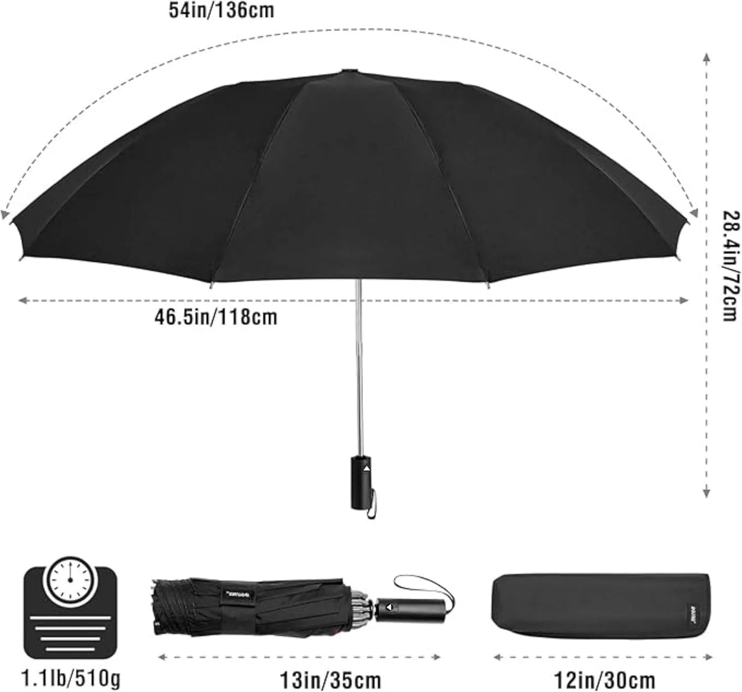 چتر مسافرتی مقاوم در برابر باد (فشرده، عالی و زیبا)، چتر بارانی تاشو اتوماتیک، سبک و بادوام، دسته با کیفیت ممتاز، مناسب برای خودرو و کوله پشتی - 8 پره | مشکی چتر مسافرتی مقاوم در برابر باد (فشرده، عالی و زیبا)، چتر بارانی تاشو اتوماتیک، سبک و بادوام، دسته با کیفیت ممتاز، مناسب برای خودرو و کوله پشتی - 8 پره | مشکی