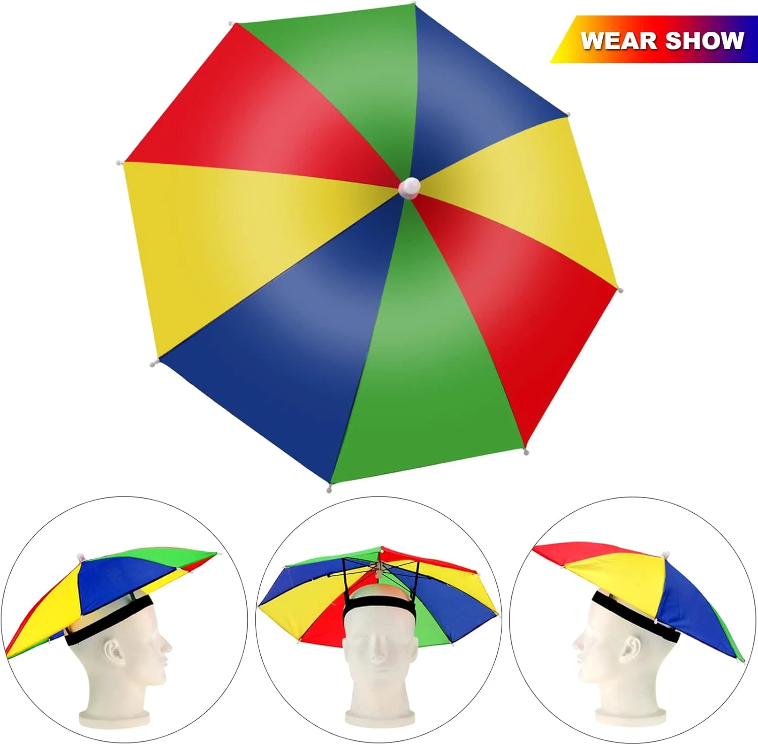 کلاه چتری رنگین کمانی Syhood، 4 عدد، کلاه چتری آفتابی و بارانی قابل تنظیم برای بزرگسالان و کودکان کلاه چتری رنگین کمانی Syhood، 4 عدد، کلاه چتری آفتابی و بارانی قابل تنظیم برای بزرگسالان و کودکان