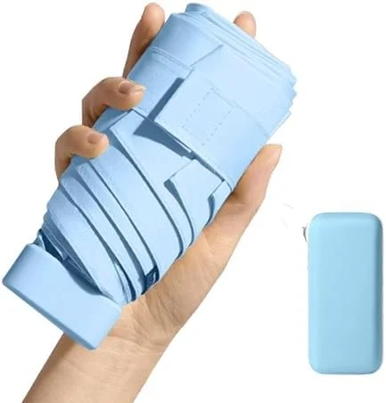 چتر مینی با محافظت در برابر آفتاب، چتر مسافرتی کوچک با جعبه نگهداری، سبک و جمع و جور، چتر تاشو سبک وزن ضد باد، محافظت در برابر اشعه ماوراء بنفش برای زنان و مردان