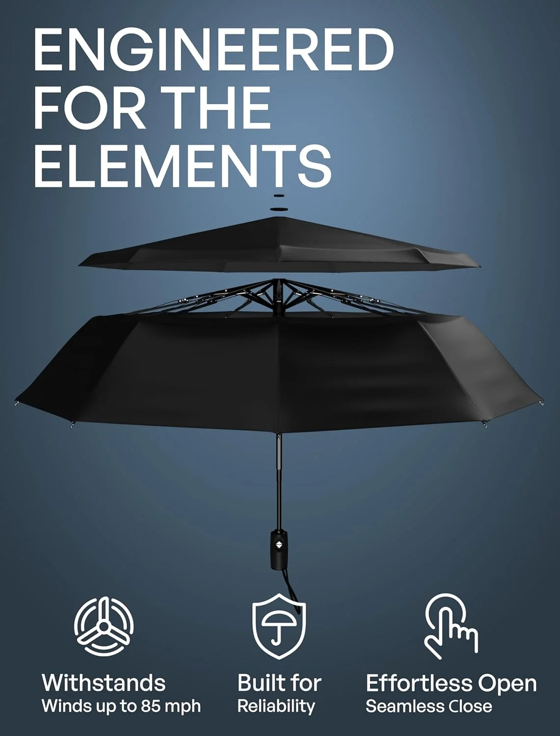 چتر مسافرتی ضد باد برای باران - باز و بسته شدن آسان خودکار، بادوام و جمع و جور، قاب فایبرگلاس قوی، سایبان ضد آب - کوله پشتی، کیف دستی، چتر قابل حمل UV