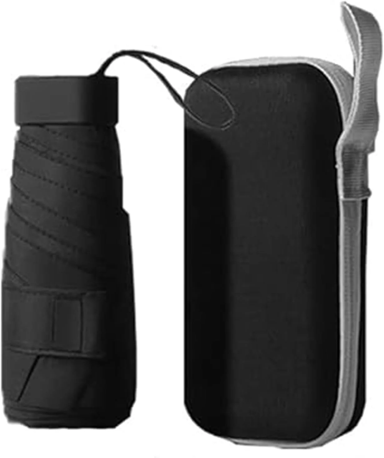 چتر مسافرتی کوچک و جمع و جور Paporich، چتر برای آفتاب و باران، چتر کوچک و سبک وزن با محافظت در برابر اشعه ماوراء بنفش، چتر ضد باد برای دختران و زنان، همراه با کیف چتر (مشکی)