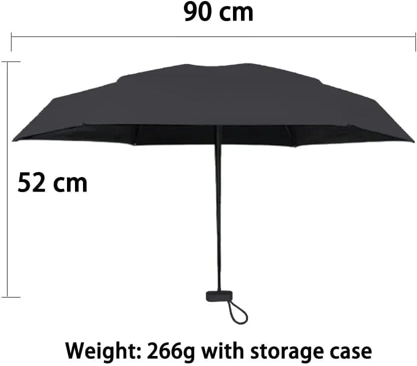 چتر مسافرتی کوچک و جمع و جور Paporich، چتر برای آفتاب و باران، چتر کوچک و سبک وزن با محافظت در برابر اشعه ماوراء بنفش، چتر ضد باد برای دختران و زنان، همراه با کیف چتر (مشکی)