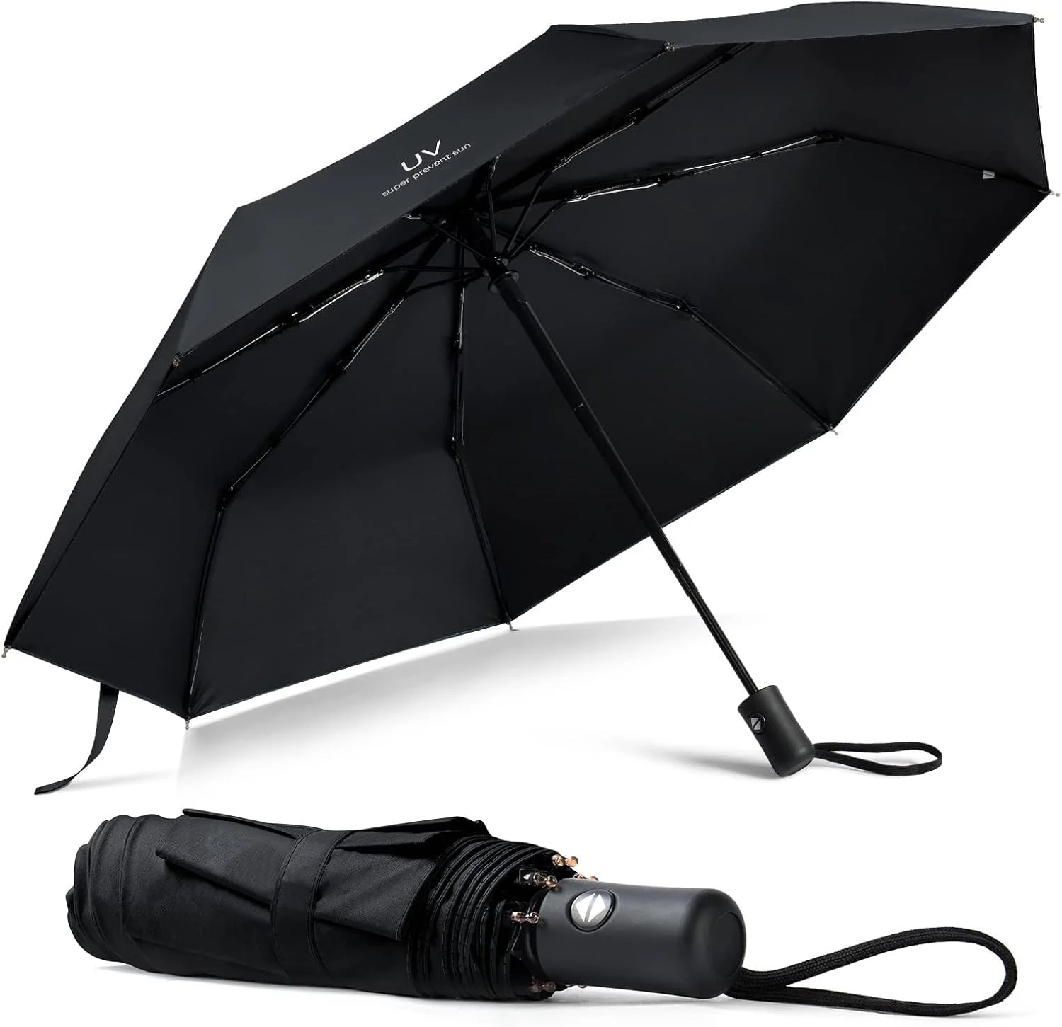 چتر اتوماتیک ضد باد PINKE، چترهای تاشو مسافرتی جمع و جور، چتر مسدود کننده اشعه ماوراء بنفش، چترهای قابل حمل با طراحی سبک وزن تاشو و مقاومت بالا در برابر باد برای باران و آفتاب