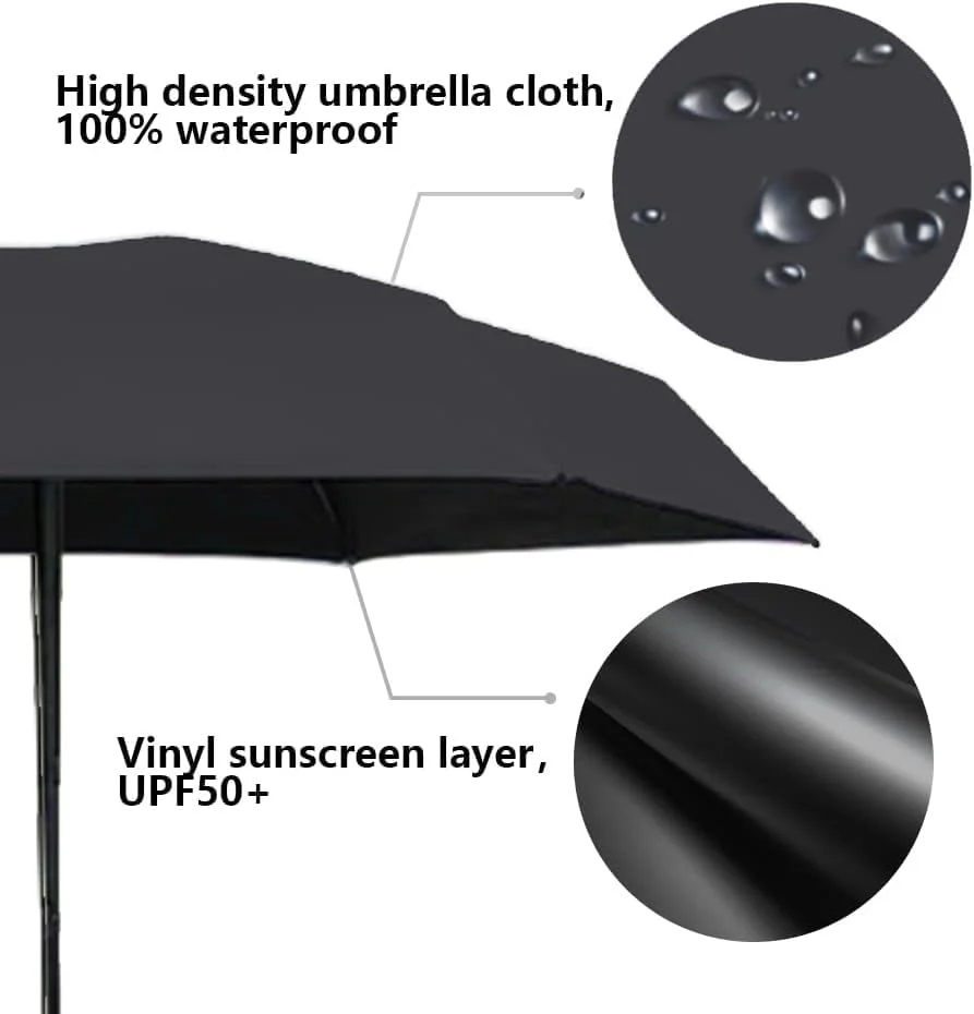 چتر مسافرتی کوچک ضد آفتاب و باران با کیف، محافظت در برابر آفتاب UPF 50+ - قطر باز 90 سانتی متر، سبک وزن (225 گرم) چتر آفتابی قابل حمل ضد باد برای زنان، مردان و کودکان