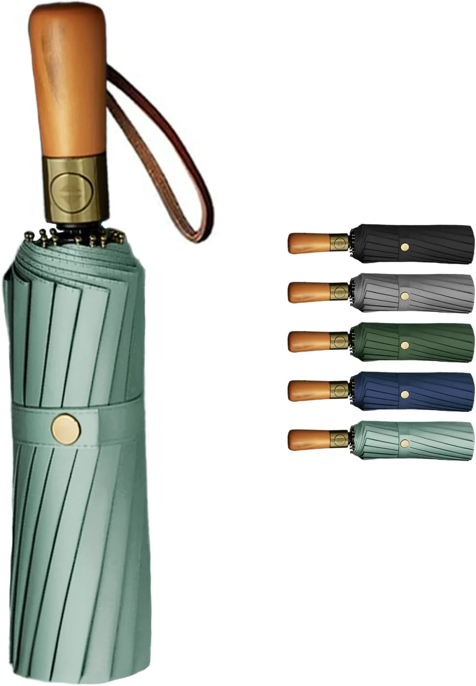 چتر تاشو اتوماتیک 16 پره با قطر 108 سانتی‌متر – دسته چوبی – محافظت در برابر اشعه ماوراء بنفش – ضد باد – مناسب برای تابستان و زمستان - عملکرد باز/بسته شدن اتوماتیک