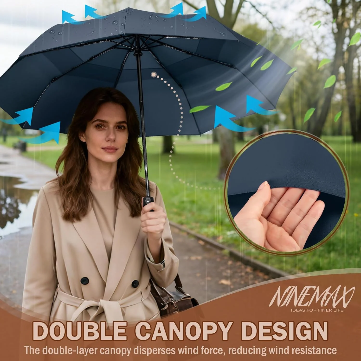 چتر مسافرتی تاشو نینمکس، جمع و جور، بازشو خودکار، سبک وزن، قابل حمل، 40 اینچ، ضد باد، دارای سایبان دوتایی، حمل آسان، 9 پره برای استفاده در فضای باز، مناسب برای آقایان و بانوان چتر مسافرتی تاشو نینمکس، جمع و جور، بازشو خودکار، سبک وزن، قابل حمل، 40 اینچ، ضد باد، دارای سایبان دوتایی، حمل آسان، 9 پره برای استفاده در فضای باز، مناسب برای آقایان و بانوان