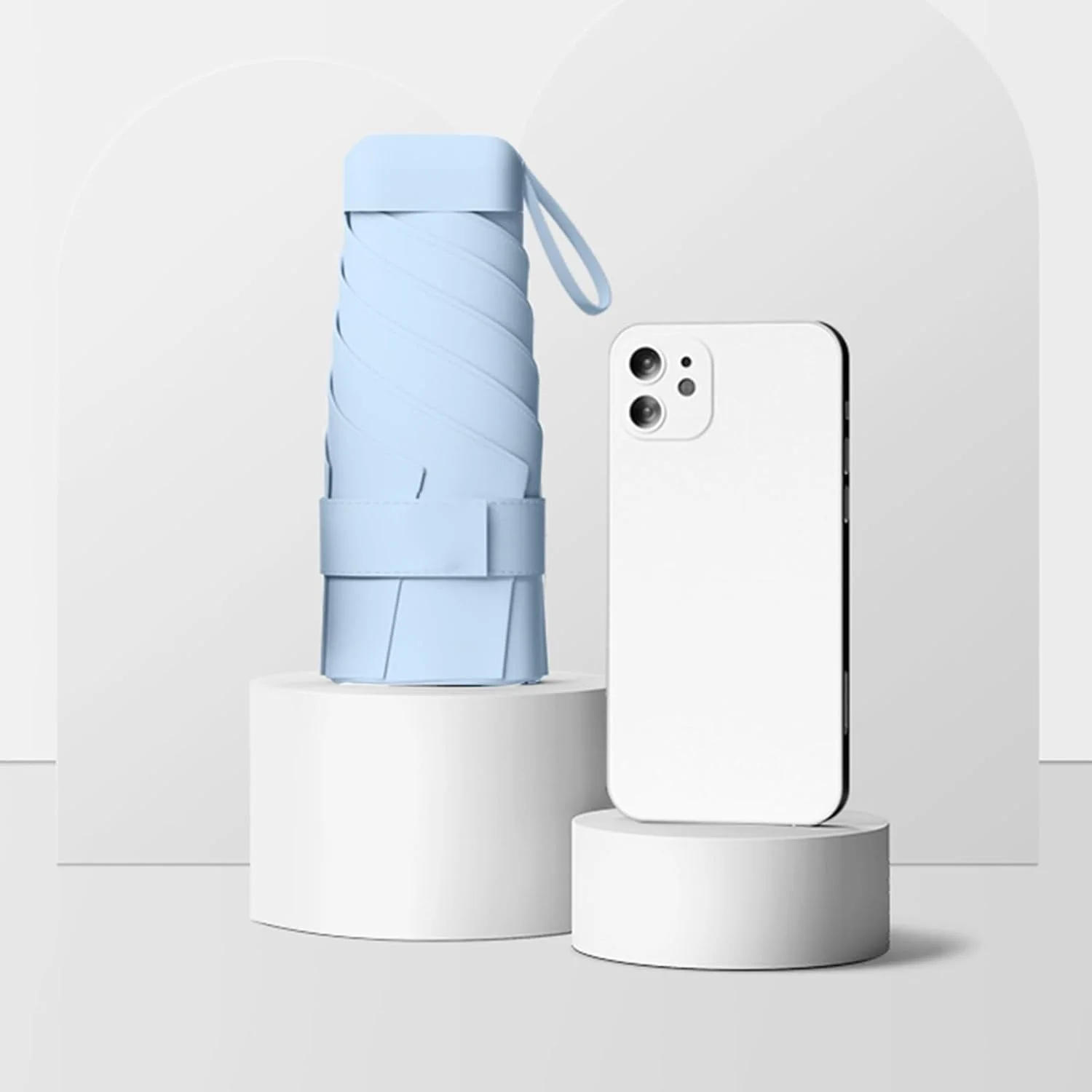 چتر مسافرتی تاشو سبک و جمع و جور با طراحی کوچک و قابل حمل، محافظت در برابر باد و باران