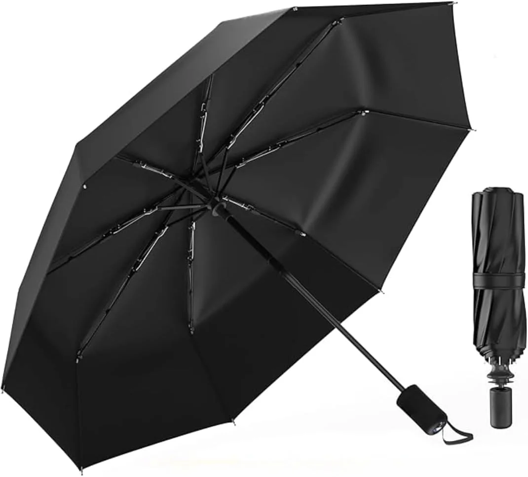 چتر مسافرتی جمع و جور لیموس ضد باد اتوماتیک - چتر تاشو سبک وزن با باز و بسته شدن خودکار - چتر کوچک مینی قابل حمل برای آفتاب باران - چتر مسافرتی تاشو برای کیف کوله پشتی مردانه زنانه