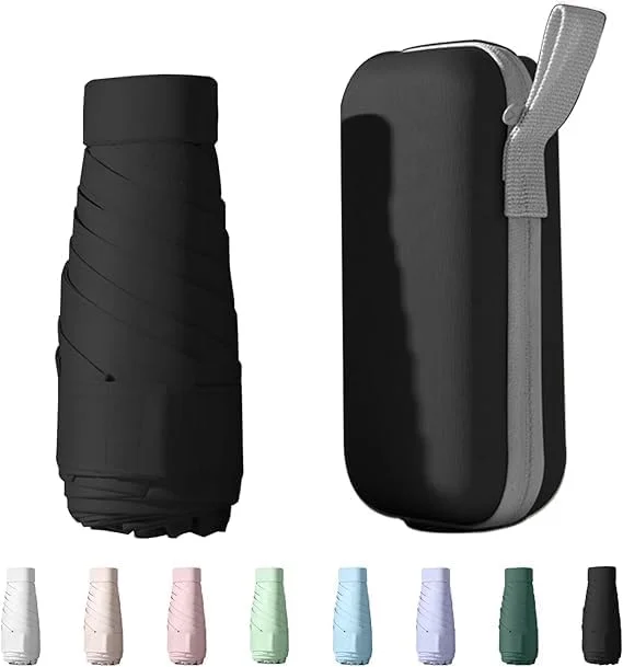 چتر مسافرتی کوچک با کیف، تاشو و جمع و جور، محافظت در برابر باد و اشعه ماوراء بنفش 50+، باز/بسته شدن خودکار، مناسب برای پیاده‌روی، سایبان بزرگ 46 اینچی برای 2 نفر