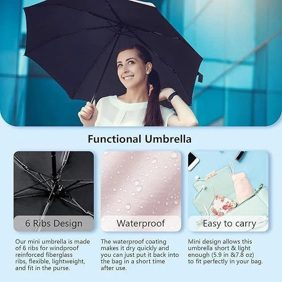 چتر مسافرتی کوچک با کیف، تاشو و جمع و جور، محافظت در برابر باد و اشعه ماوراء بنفش 50+، باز/بسته شدن خودکار، مناسب برای پیادهروی، سایبان بزرگ 46 اینچی برای 2 نفر چتر مسافرتی کوچک با کیف، تاشو و جمع و جور، محافظت در برابر باد و اشعه ماوراء بنفش 50+، باز/بسته شدن خودکار، مناسب برای پیادهروی، سایبان بزرگ 46 اینچی برای 2 نفر
