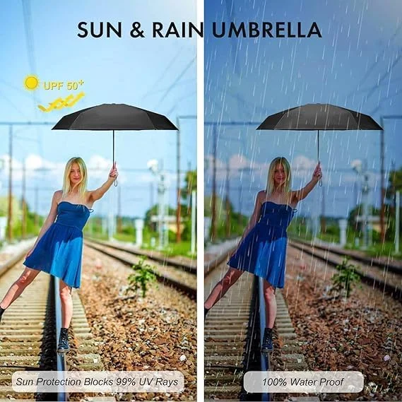 چتر مسافرتی کوچک با کیف، تاشو و جمع و جور، محافظت در برابر باد و اشعه ماوراء بنفش 50+، باز/بسته شدن خودکار، مناسب برای پیادهروی، سایبان بزرگ 46 اینچی برای 2 نفر چتر مسافرتی کوچک با کیف، تاشو و جمع و جور، محافظت در برابر باد و اشعه ماوراء بنفش 50+، باز/بسته شدن خودکار، مناسب برای پیادهروی، سایبان بزرگ 46 اینچی برای 2 نفر