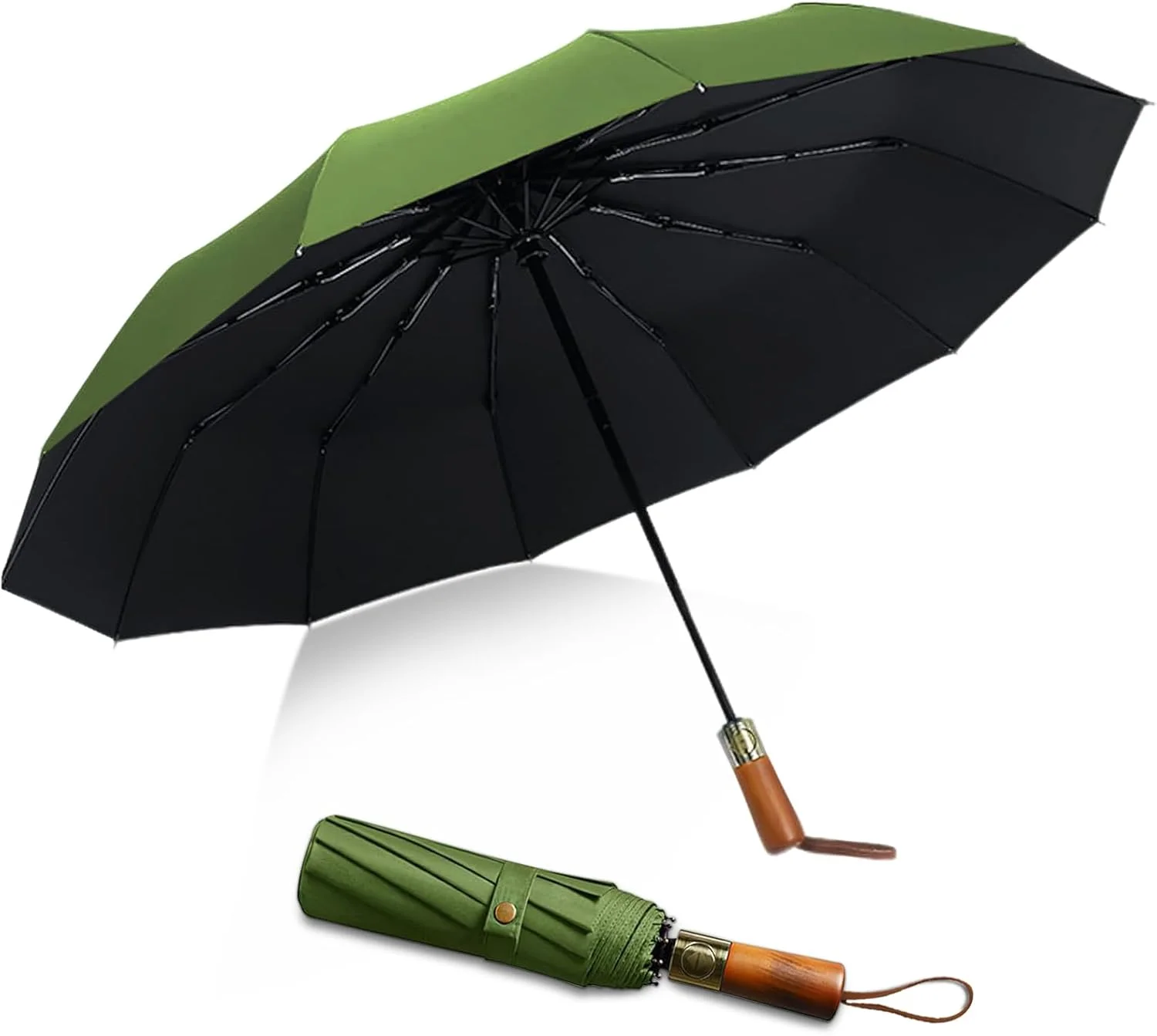 چتر مسافرتی تاشو اتوماتیک با محافظت در برابر آفتاب UPF 50+ و قاب 16 پره ضد باد - چتر ضد آب جمع و جور برای باران و آفتاب (مسدود کننده UV)