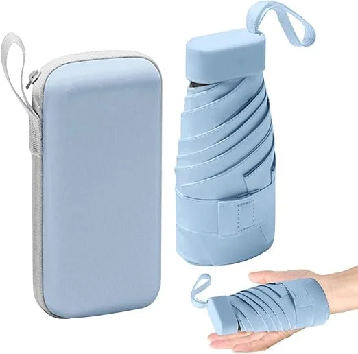 چتر مینیاتوری با محفظه کپسولی، چتر مسافرتی تاشو سبک و جمع و جور JOZUTTOW، چتر ضد باد قوی مینی قابل حمل آفتاب و باران برای زنان و مردان