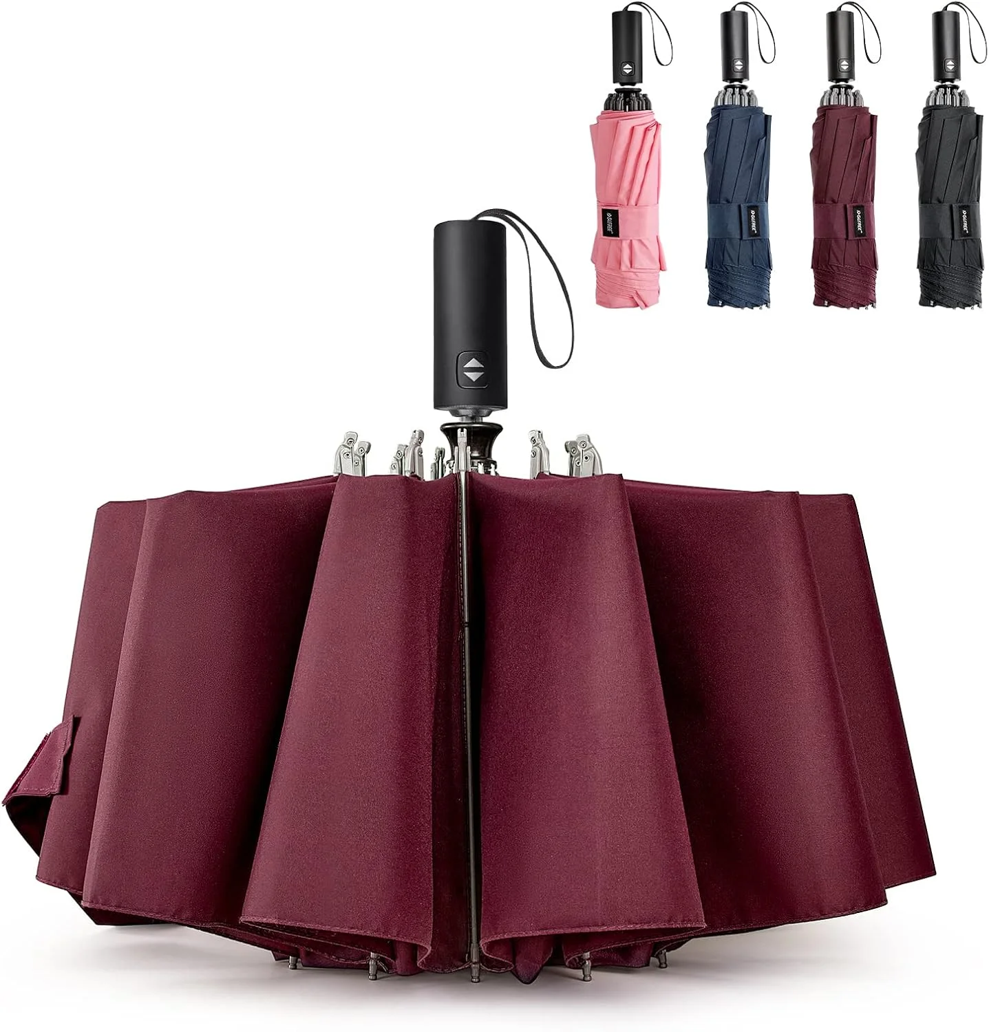 چتر مسافرتی بزرگ 54 اینچی G4Free با محافظت UPF 50+ در برابر اشعه ماوراء بنفش، 10 پره ضد باد، چترهای معکوس جمع و جور مسدود کننده نور خورشید برای خودرو، باز و بسته شدن خودکار