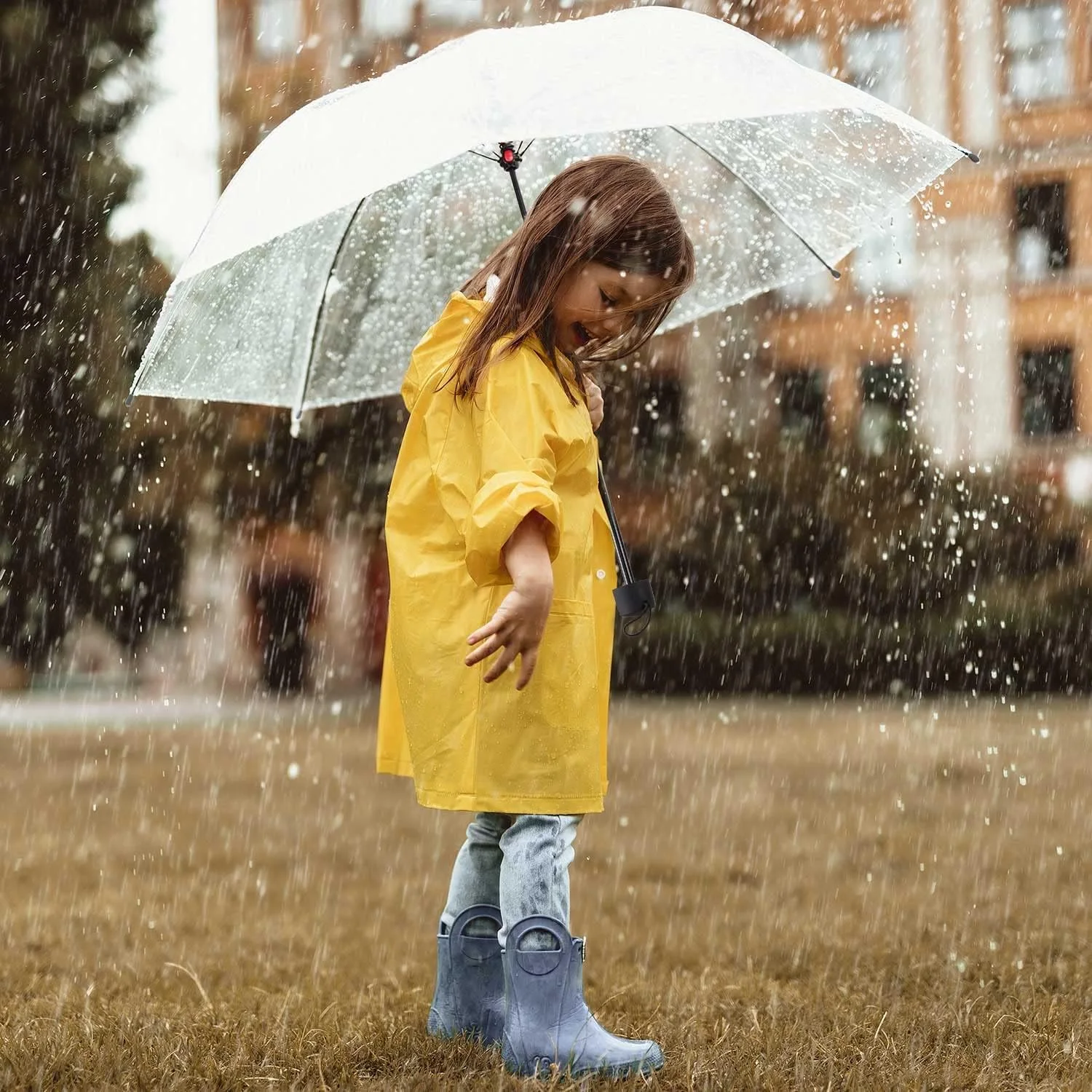 چتر تاشو ELECDON، چتر مسافرتی، چتر جیبی شفاف، محافظت قابل حمل و جمع و جور، ضد آب سبک وزن - سفید