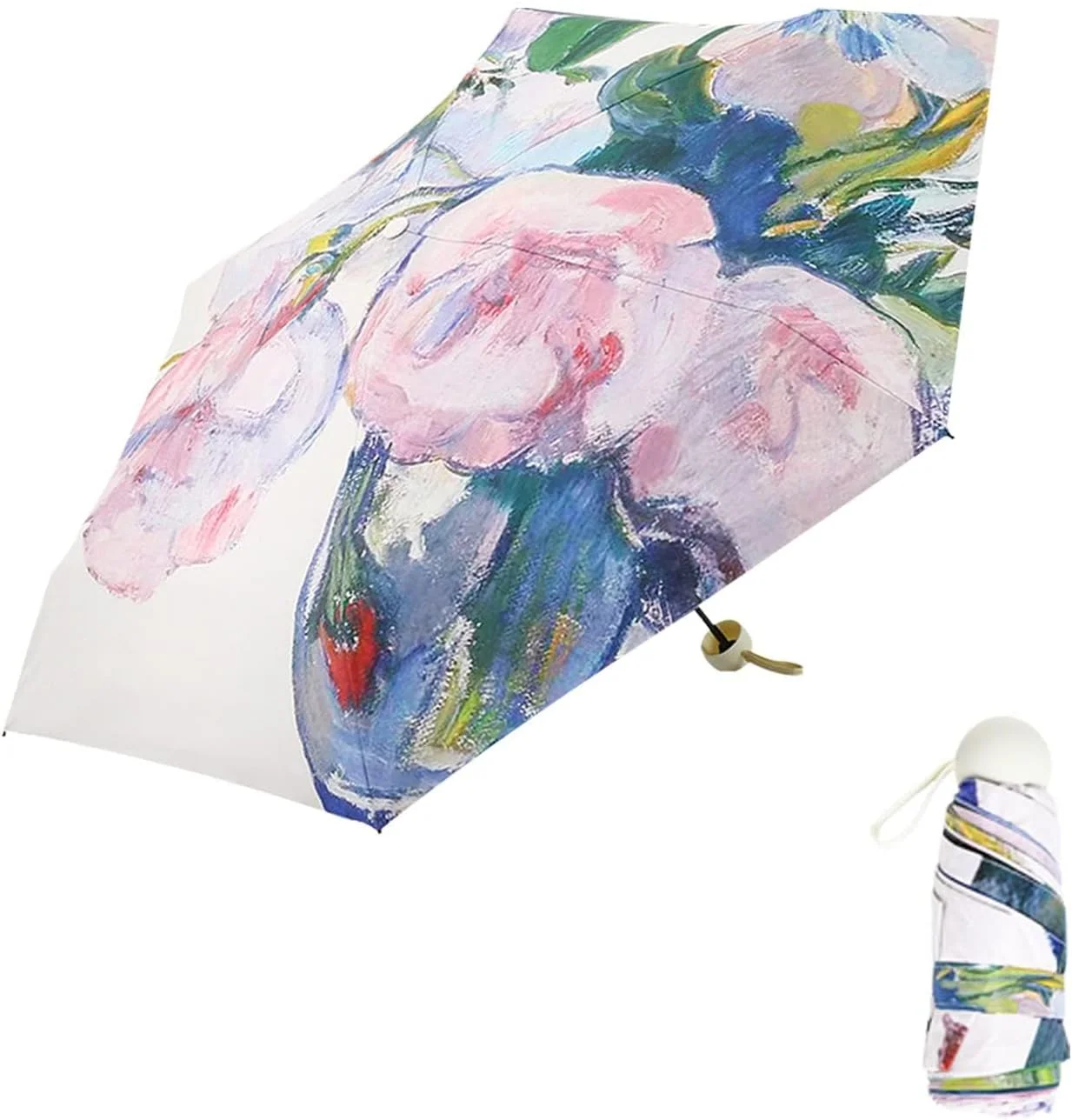 چتر مینی تاشو Azonee، چتر مسافرتی جمع و جور و سبک وزن با 6 پره، چتر کوچک قابل حمل با طرح های شیک، چتر قابل حمل خشک شونده سریع و سبک وزن برای زنان و مردان