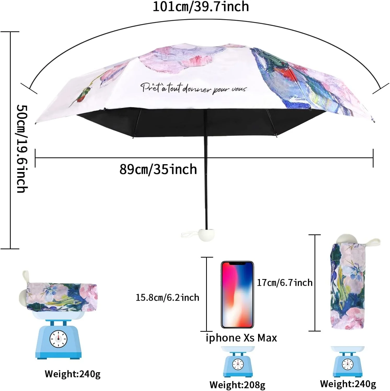 چتر مینی تاشو Azonee، چتر مسافرتی جمع و جور و سبک وزن با 6 پره، چتر کوچک قابل حمل با طرح های شیک، چتر قابل حمل خشک شونده سریع و سبک وزن برای زنان و مردان چتر مینی تاشو Azonee، چتر مسافرتی جمع و جور و سبک وزن با 6 پره، چتر کوچک قابل حمل با طرح های شیک، چتر قابل حمل خشک شونده سریع و سبک وزن برای زنان و مردان