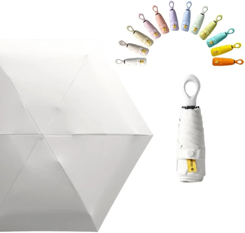 چتر آفتابی مسافرتی کوچک آزونی با دسته حلقه‌ای، چتر تاشو جمع و جور، سبک و قابل حمل، محافظت در برابر اشعه ماوراء بنفش 50+، مسدود کننده آفتاب و باران، ضد آب و بادوام