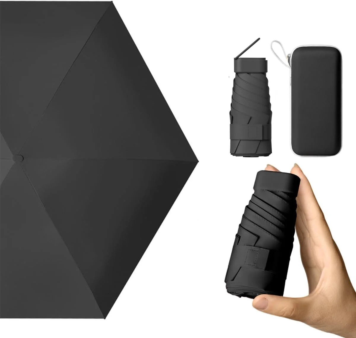 چتر مینی Aowin با محافظت در برابر آفتاب، چتر مسافرتی سبک و قابل حمل با جعبه نگهداری، چتر ضد باد محافظ UV برای زنان و کودکان، چتر تاشو کوچک مسافرتی برای باران