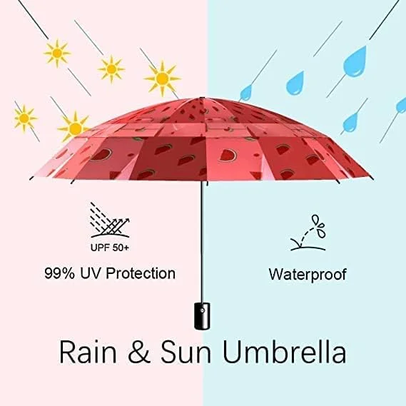 سری چترهای تاشو اتوماتیک طرح میوه، ضد باران و آفتاب، ضد باد، جمع و جور، چتر مسافرتی سبک و قابل حمل، چتر تاشو اتوماتیک ضد اشعه ماوراء بنفش برای زنان و مردان سری چترهای تاشو اتوماتیک طرح میوه، ضد باران و آفتاب، ضد باد، جمع و جور، چتر مسافرتی سبک و قابل حمل، چتر تاشو اتوماتیک ضد اشعه ماوراء بنفش برای زنان و مردان