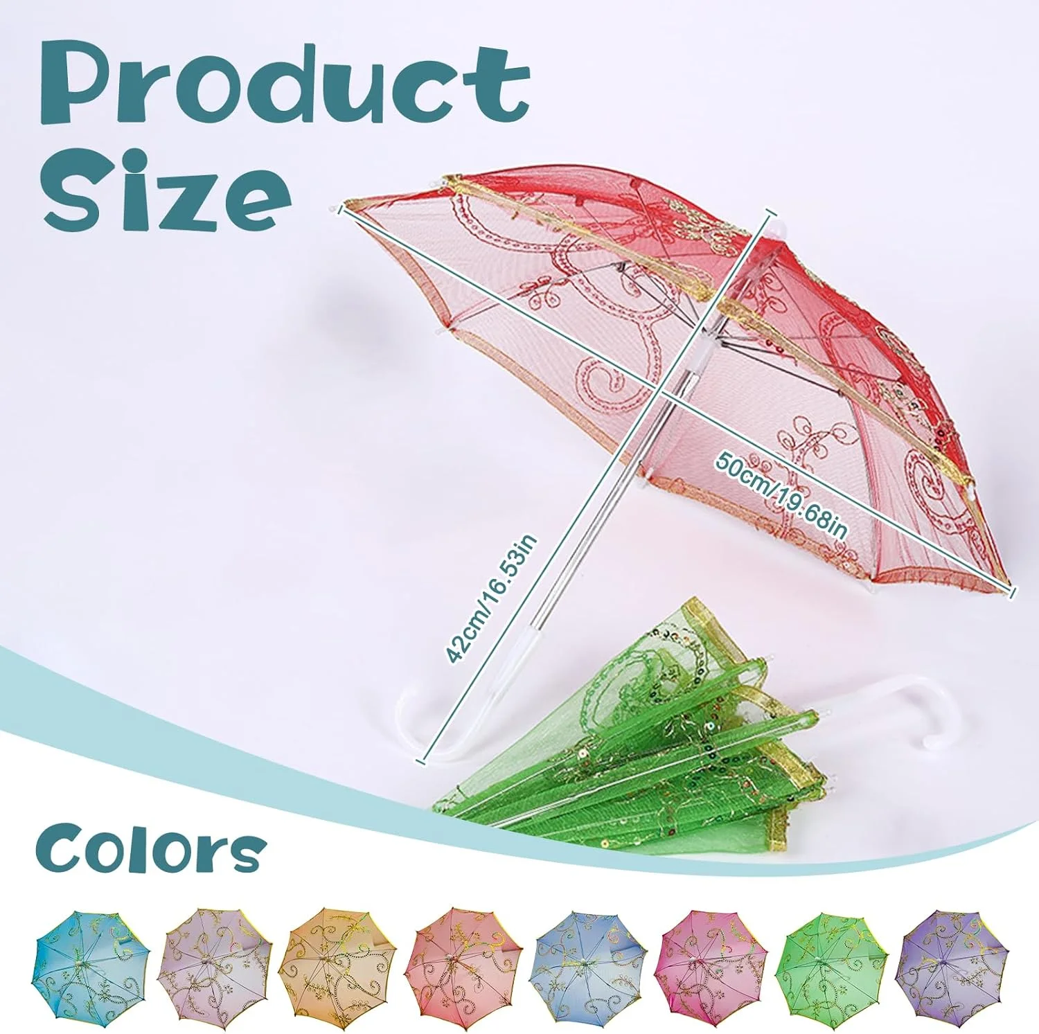 ست ۸ عددی چتر تزئینی کوچک هندی با پولک و دانتل، چتر آفتابی چند رنگ دست‌ساز با طراحی گلدوزی، چترهای درخشان وینتج بوهو برای مهمانی عروسی، جشن نوزاد، مهمانی چای