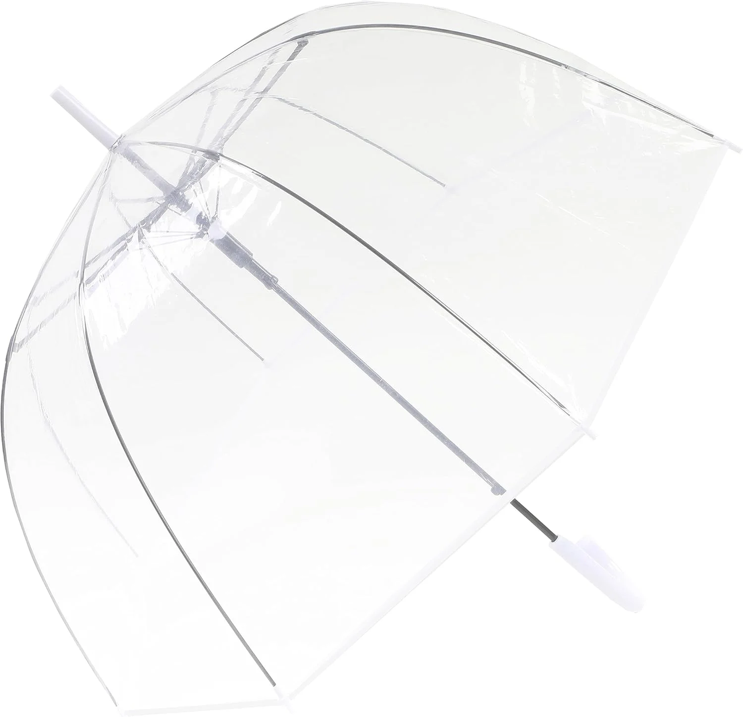 چتر حبابی شفاف ThreeH با دسته منحنی، پلاستیکی مقاوم، گنبدی شفاف، 8 پره، چتر عصایی بازشو خودکار