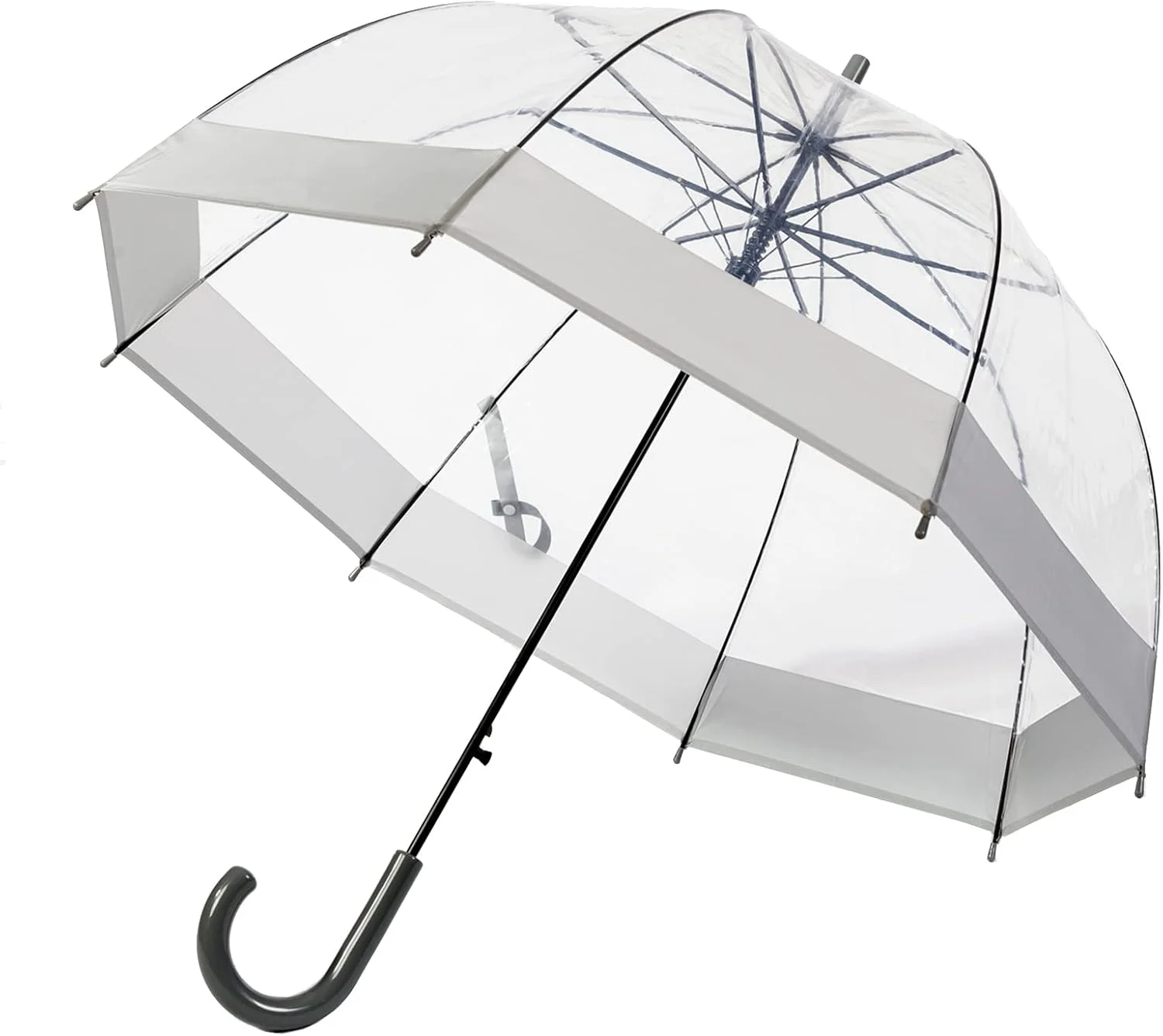 چتر حباب‌دار شفاف ThreeH Klarer با دسته ساده، گنبد پلاستیکی شفاف و مقاوم، 8 پره و باز شدن خودکار