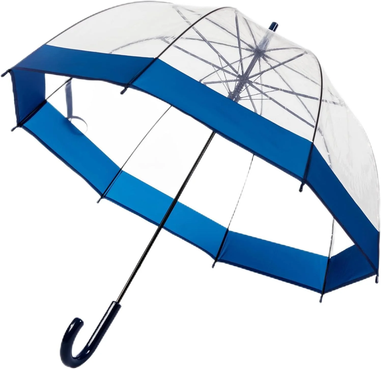 چتر حبابی شفاف ThreeH با دسته آسان گیر، پلاستیک بادوام، گنبدی شفاف، 8 پره، چتر عصایی بازشو خودکار