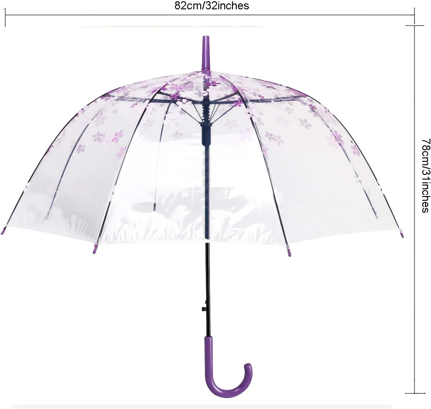 چتر شفاف گیلاسی ThreeH، باز شدن خودکار، ضد باد، مناسب کودکان یا مراسم عروسی در فضای باز، قطر 81 سانتی متر، KS11