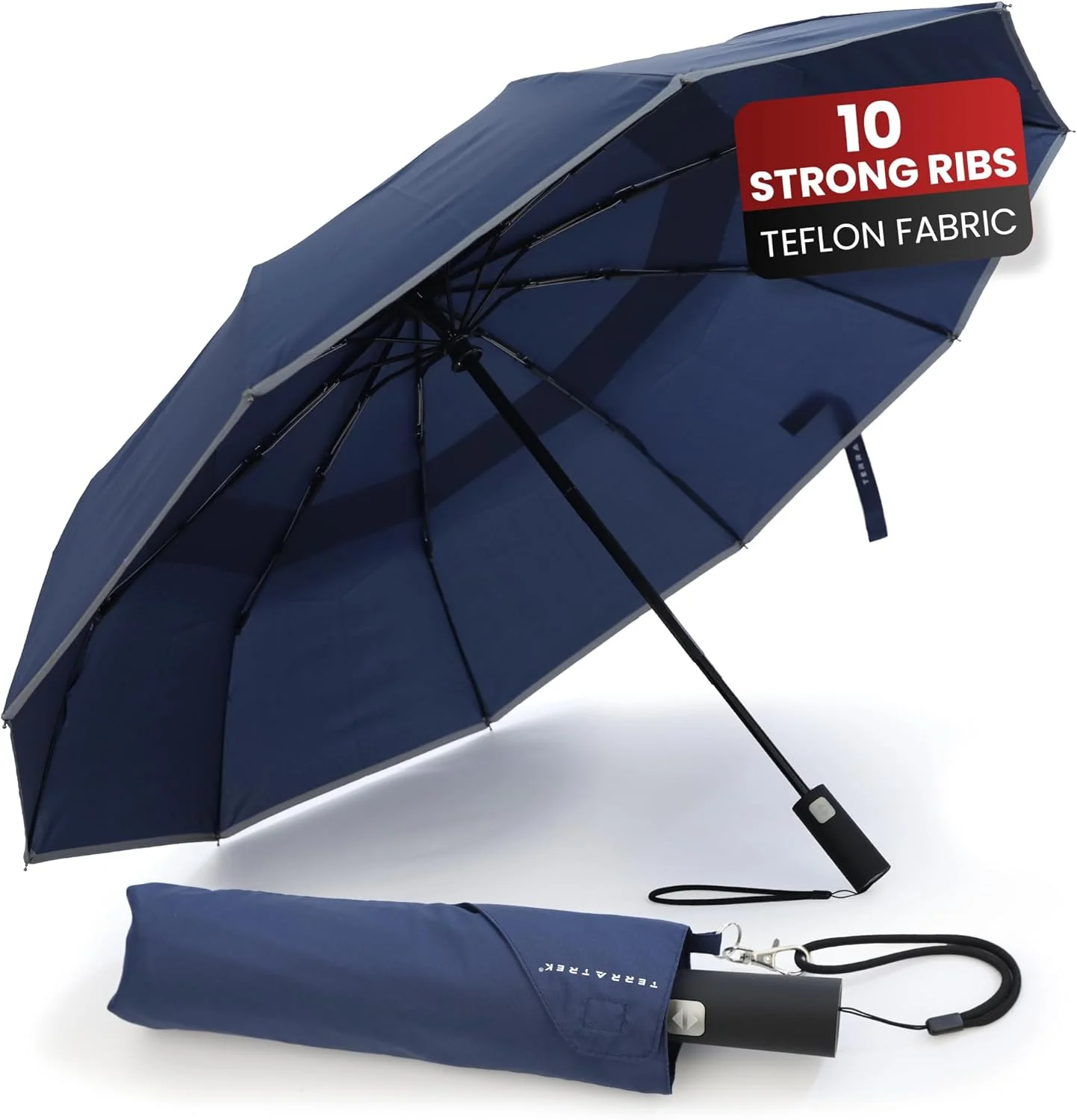 چتر: چتر مسافرتی مقاوم در برابر باد شدید، مناسب آقایان و بانوان - جمع و جور، باز و بسته شدن خودکار، سایبان دو لایه تفلون ممتاز، بادوام و مقاوم در برابر باد - ایده آل برای ماشین و کوله پشتی، طراحی انگلستان