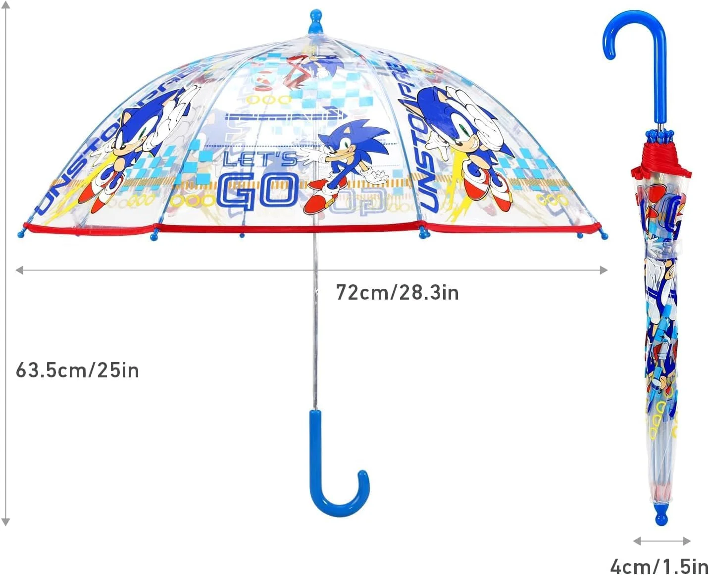 چتر پسرانه سونیک TDL، چتر بچگانه گنبدی سبک وزن پوشش باران POE طرح جوجه تیغی آبی