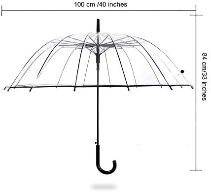 چتر حباب دار شفاف ThreeH با میله عصایی، باز شدن خودکار، 16 پره فولادی، سایز بزرگ و ضد باد مدل KS10